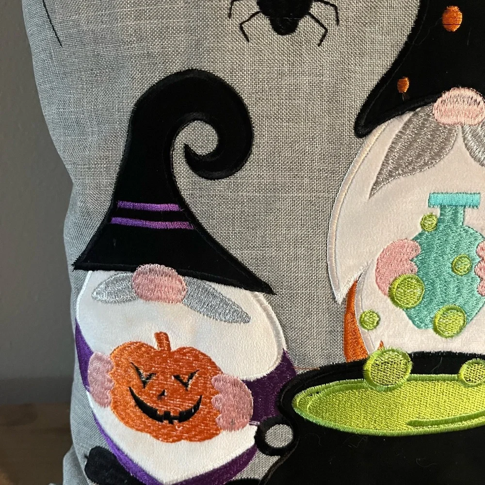 Halloween Gnome Decorative‎ Pillow - Gray and Black